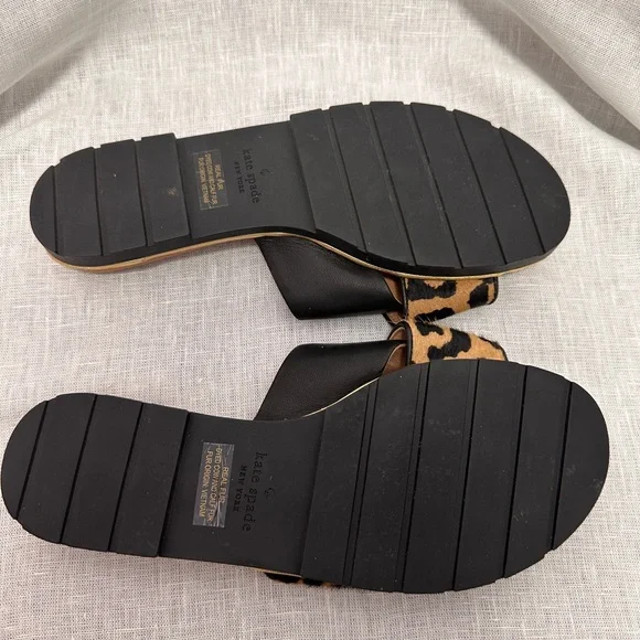 Kate Spade New York Leopard Print Leather Slide Sandals – Size 8.5M - Picture 4 of 9